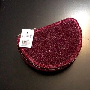 NWT Loft jewelry make up case pink with shimmer